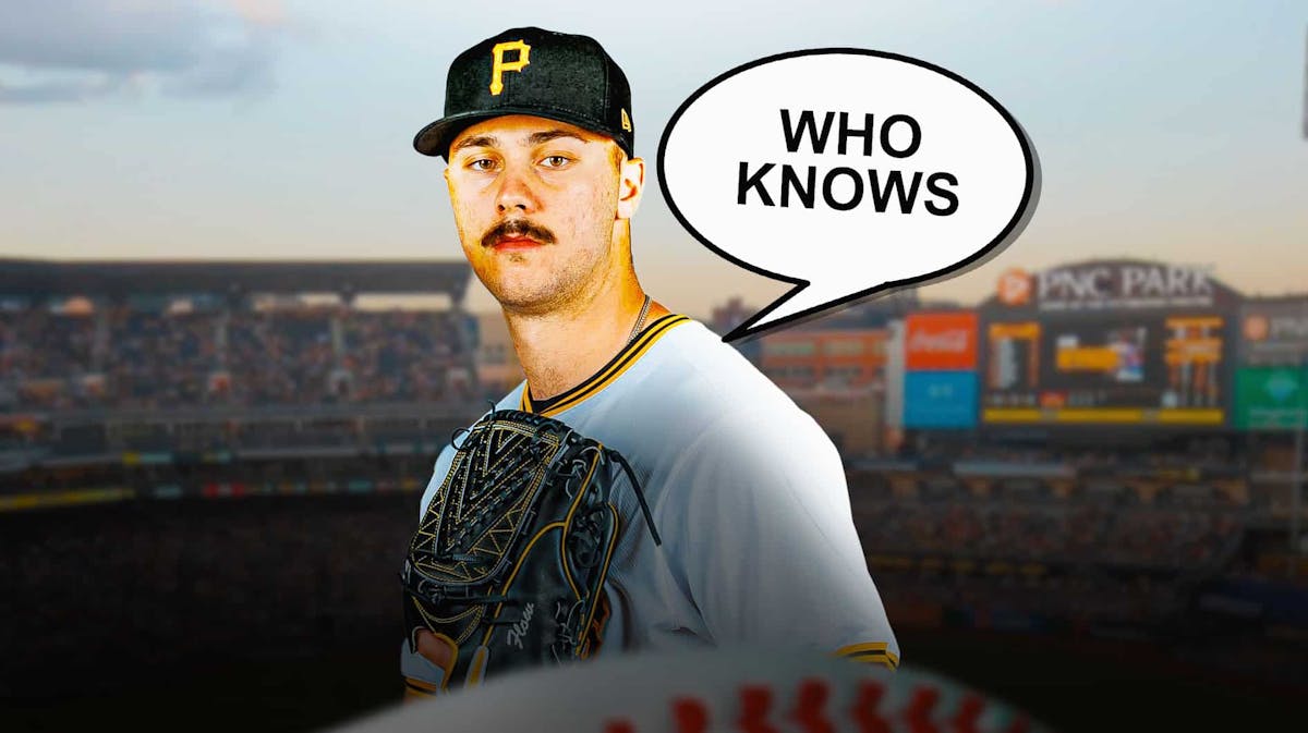 Photo: Paul Skenes in Pirates jersey saying "Who knows"