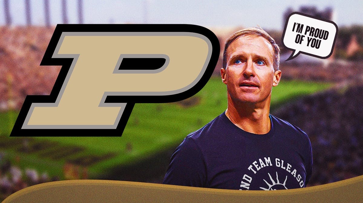 Drew Brees says to Purdue logo "I'm proud of you"