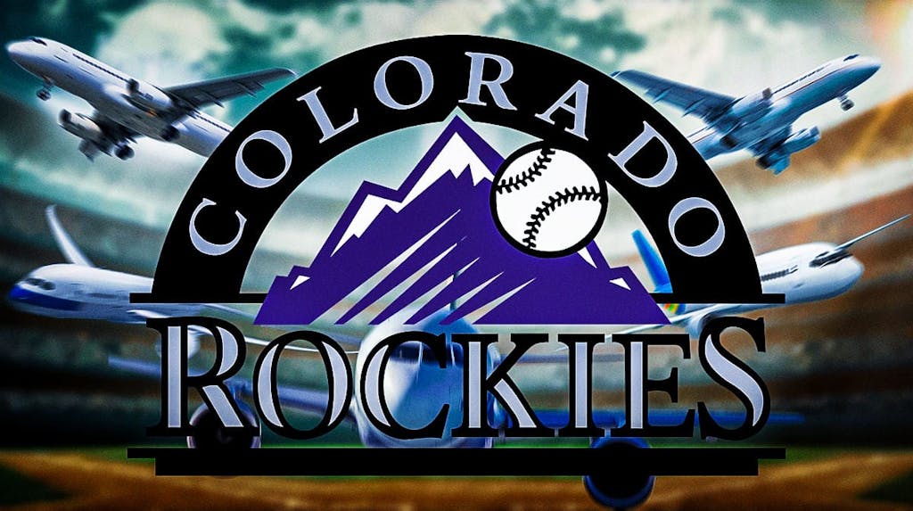 Colorado Rockies logo with planes in the background