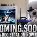 Star Wars Galaxy of Heroes PC Version coming this Summer; A Stormtrooper playing the game on PC
