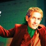 Skip Bayless as The Joker then put Lakers 2024 logo on his right hand