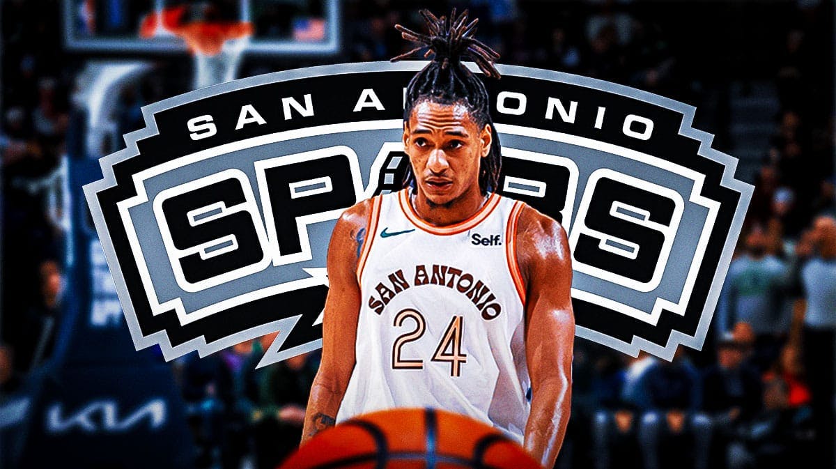 Image: Devin Vassell, San Antonio Spurs logo