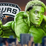 Jeremy Sochan as Hulk with San Antonio Spurs logo in the background