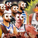 Spurs' Victor Wembanyama going Super Saiyan with NBA superstars looking at him with big eyes