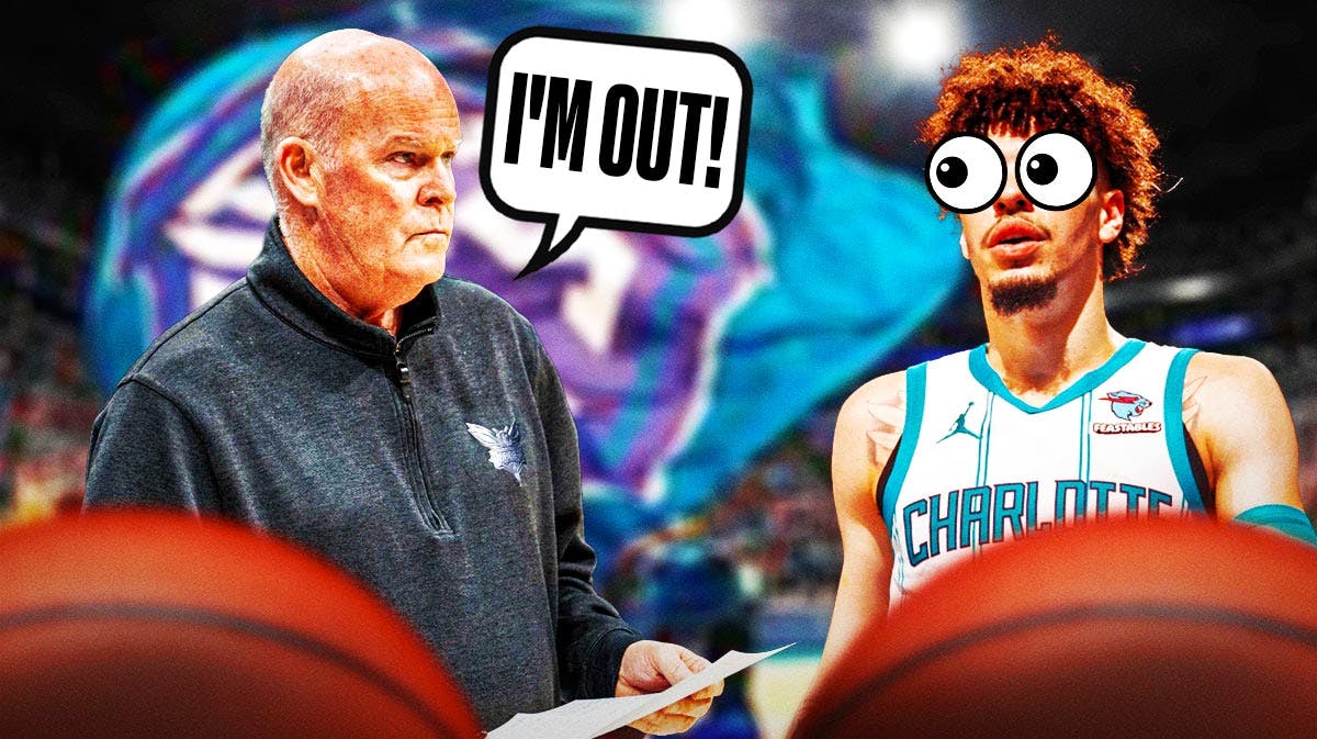 Hornets' Steve Clifford saying "I'm out" next to LaMelo Ball with emoji eyes