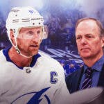 Lightning star Steven Stamkos with his future being discussed by Jon Cooper in the Stanley Cup Playoffs.