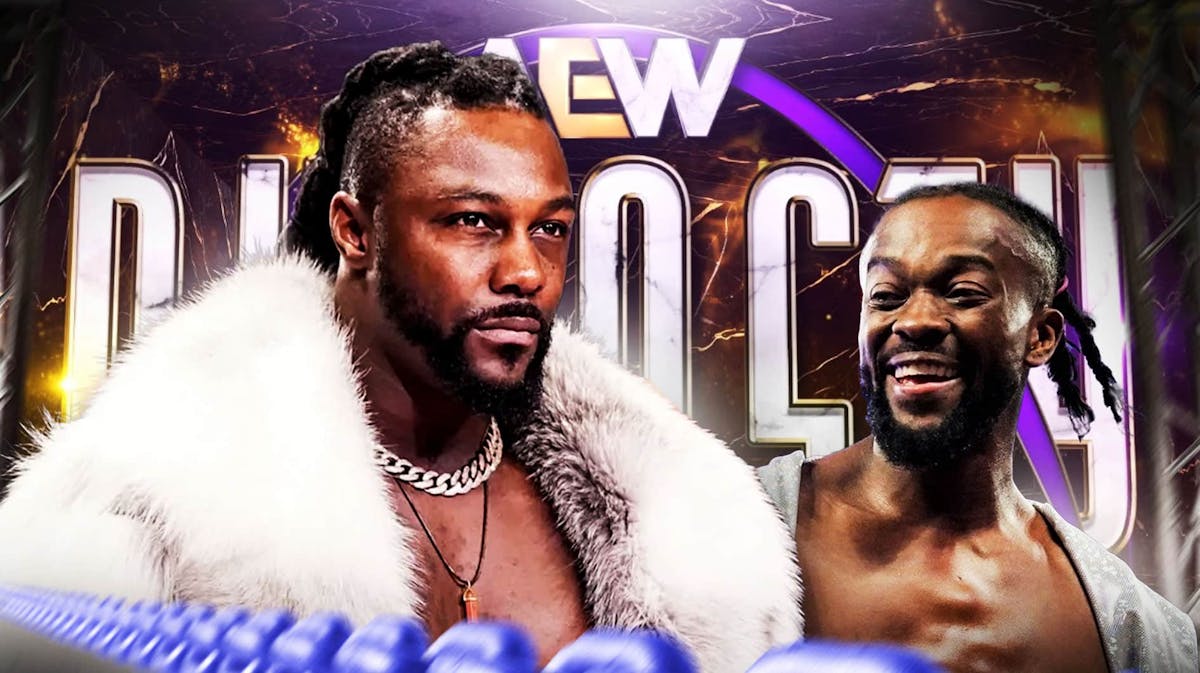 Swerve Strickland and Kofi Kingston with the AEW Dynasty logo as the background.