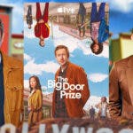 The Big Door Prize Season 2 poster with Chris O'Dowd and Josh Segarra with small town background.