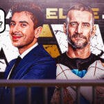 Tony Khan with a text bubble reading "What did TBS think?" next to CM Punk with the AEW Dynamite logo as the background.
