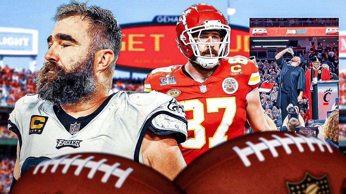 Following their unofficial graduation where Travis Kelce had his viral beer chug, Jason Kelce sets the record straight.