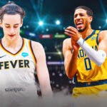 Pacers Tyrese Haliburton with Fever Caitlin Clark after WNBA draft