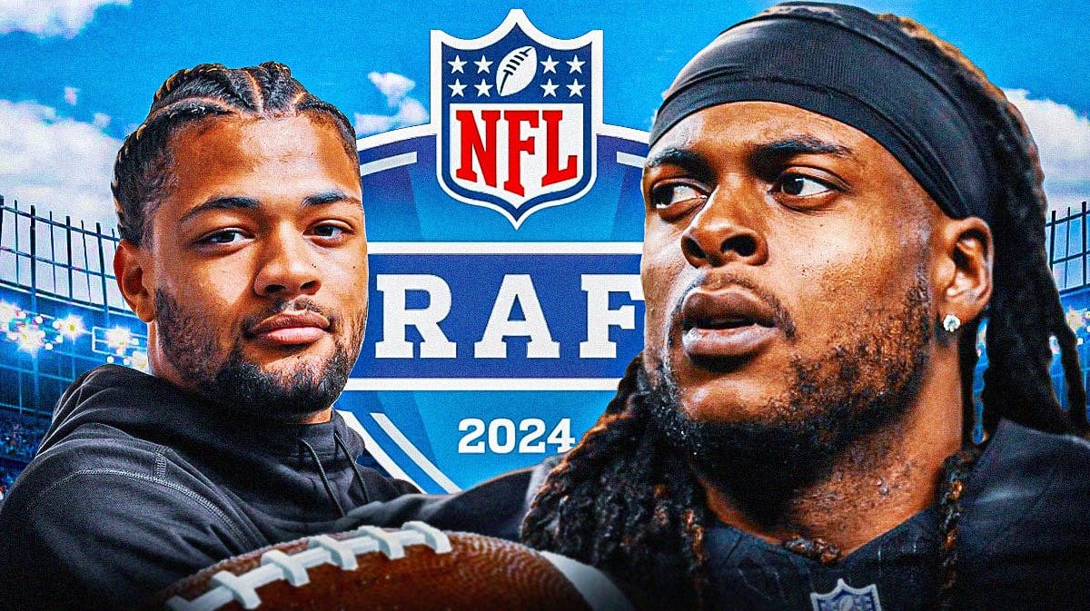 Washington Rome Odunze next to the 2024 NFL Draft logo and Davante Adams