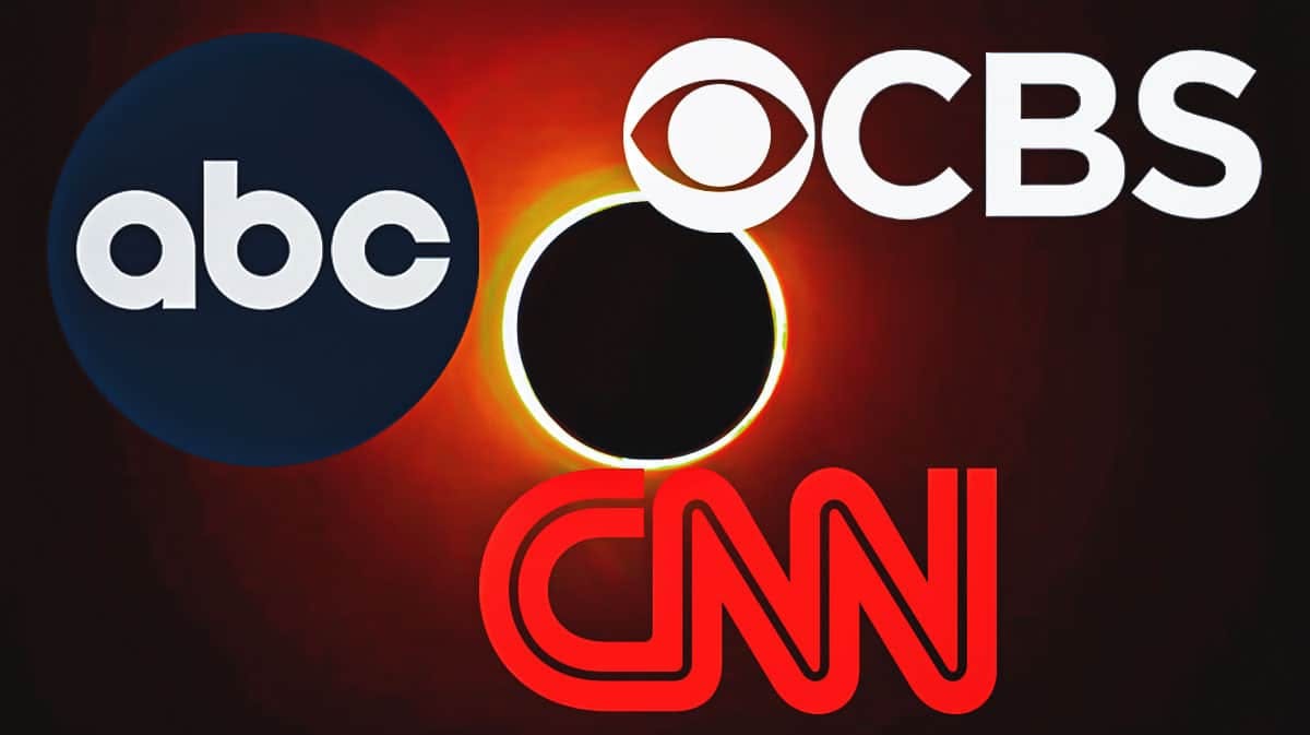 The eclipse with an ABC, CBS, and CNN logo.