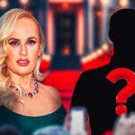 Rebel Wilson next to the silhouette of a British royal with a "?" over the image