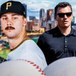 Pirates Paul Skenes next to Ben Cherington at PNC Park
