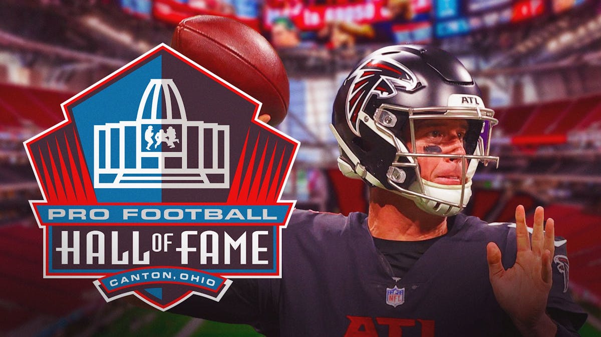 Falcons QB Matt Ryan and NFL Hall of Fame logo