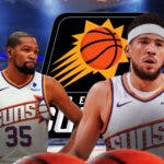 Suns' Kevin Durant, Devin Booker frown at Timberwolves arena during NBA Playoffs