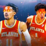 Trae Young and Jalen Johnson with fire in their eyes