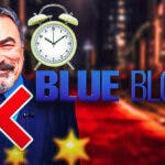 Tom Selleck crossed out with time clock and Blue Bloods logo.
