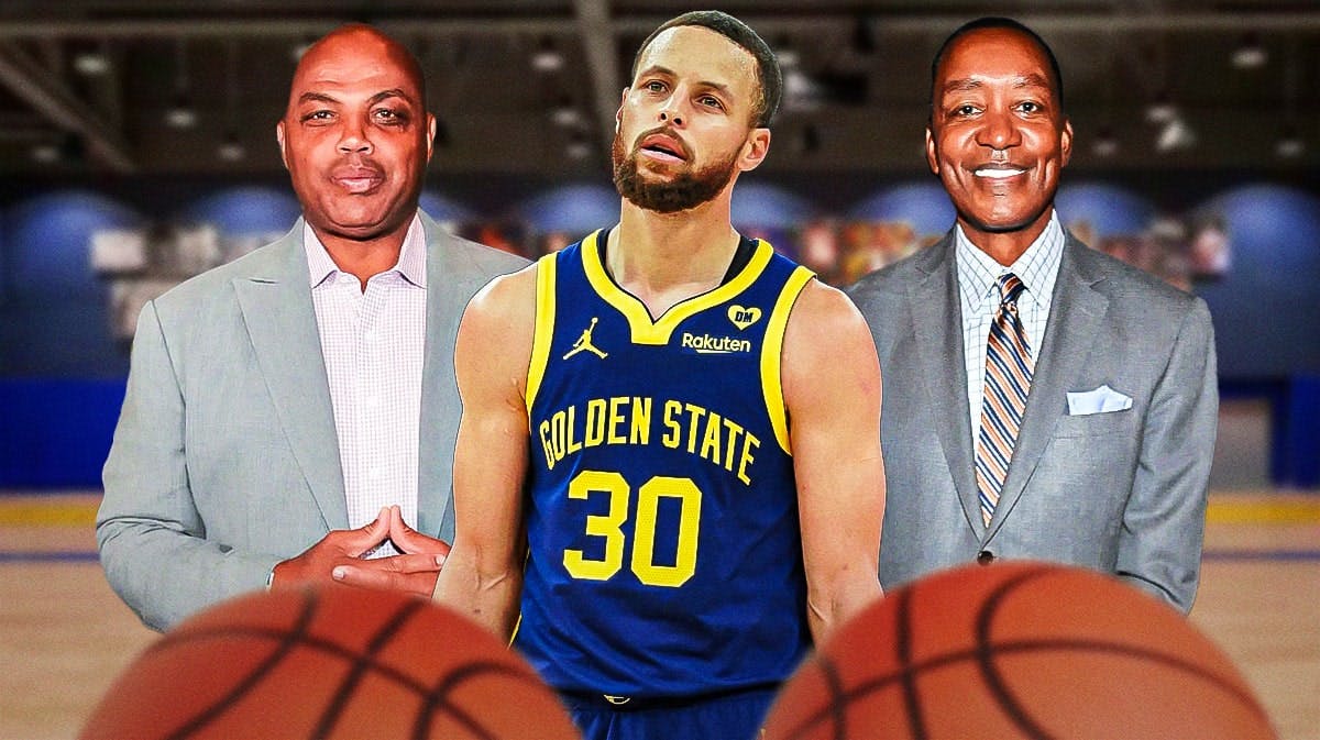 Former NBA player Charles Barkley, Golden State Warriors player, Stephen Curry, and former Detroit Pistons player Isiah Thomas