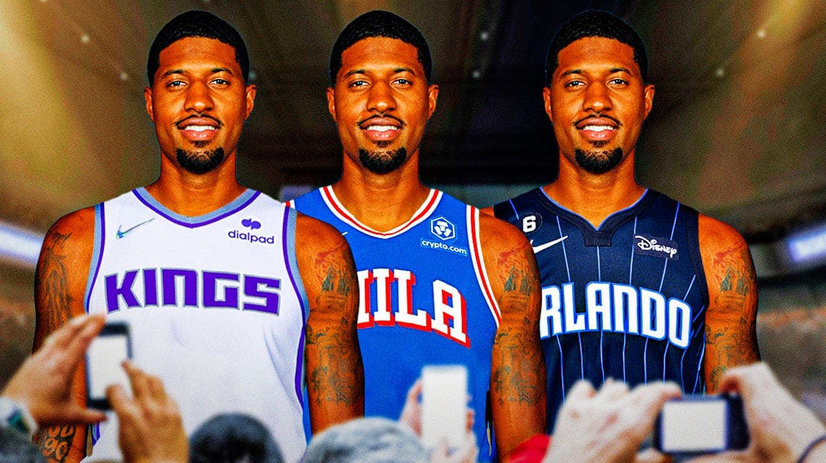 Photo: Paul George in Kings, Magic, and 76ers jerseys