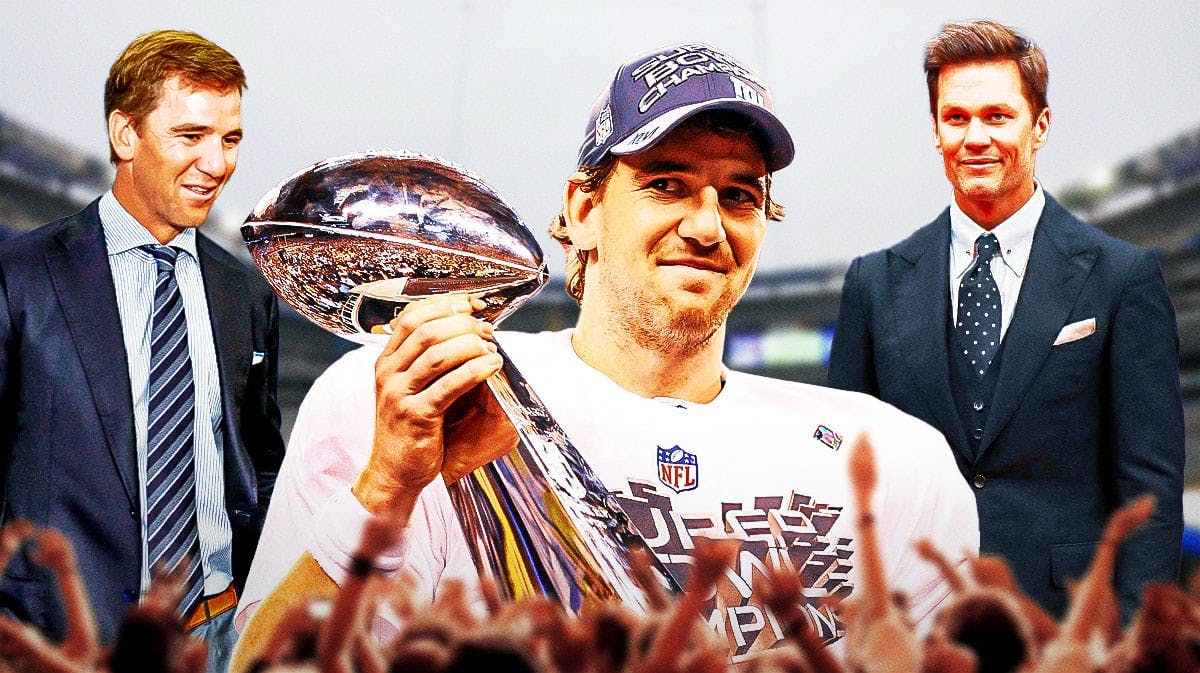 New York Giants quarterback Eli Manning and New England Patriots quarterback Tom Brady