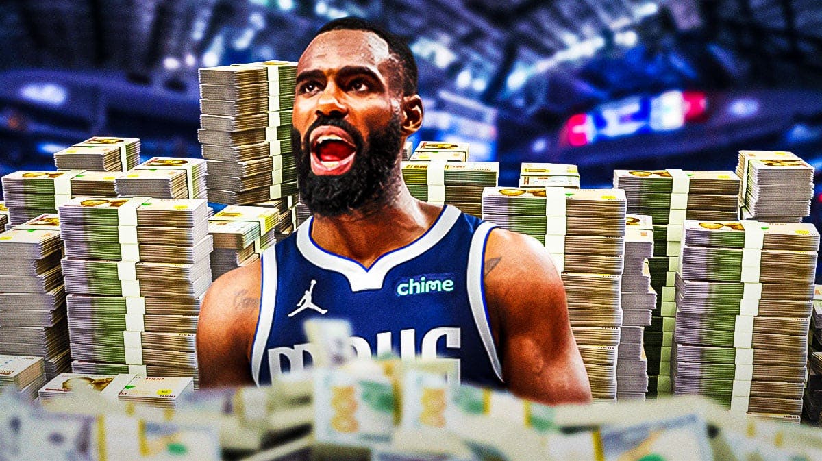Tim Hardaway Jr. surrounded by piles of cash.