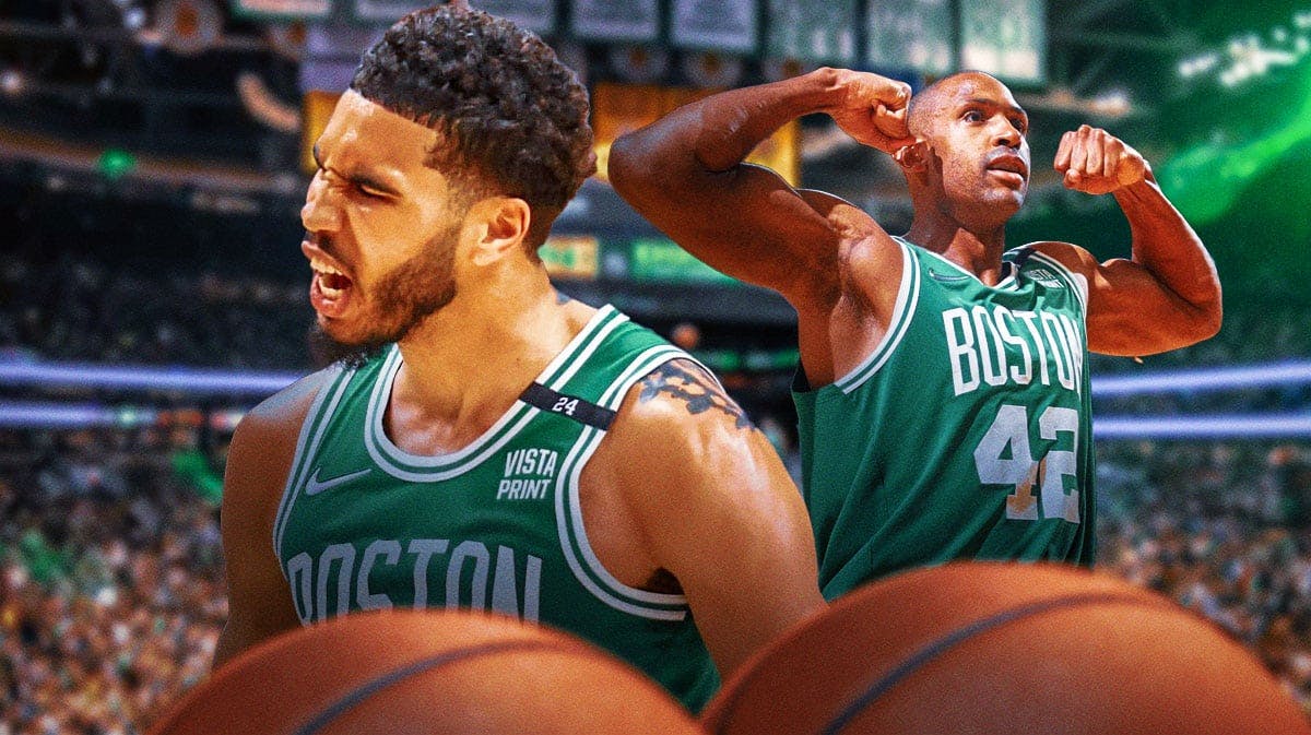 Jayson Tatum and Al Horford looking hyped