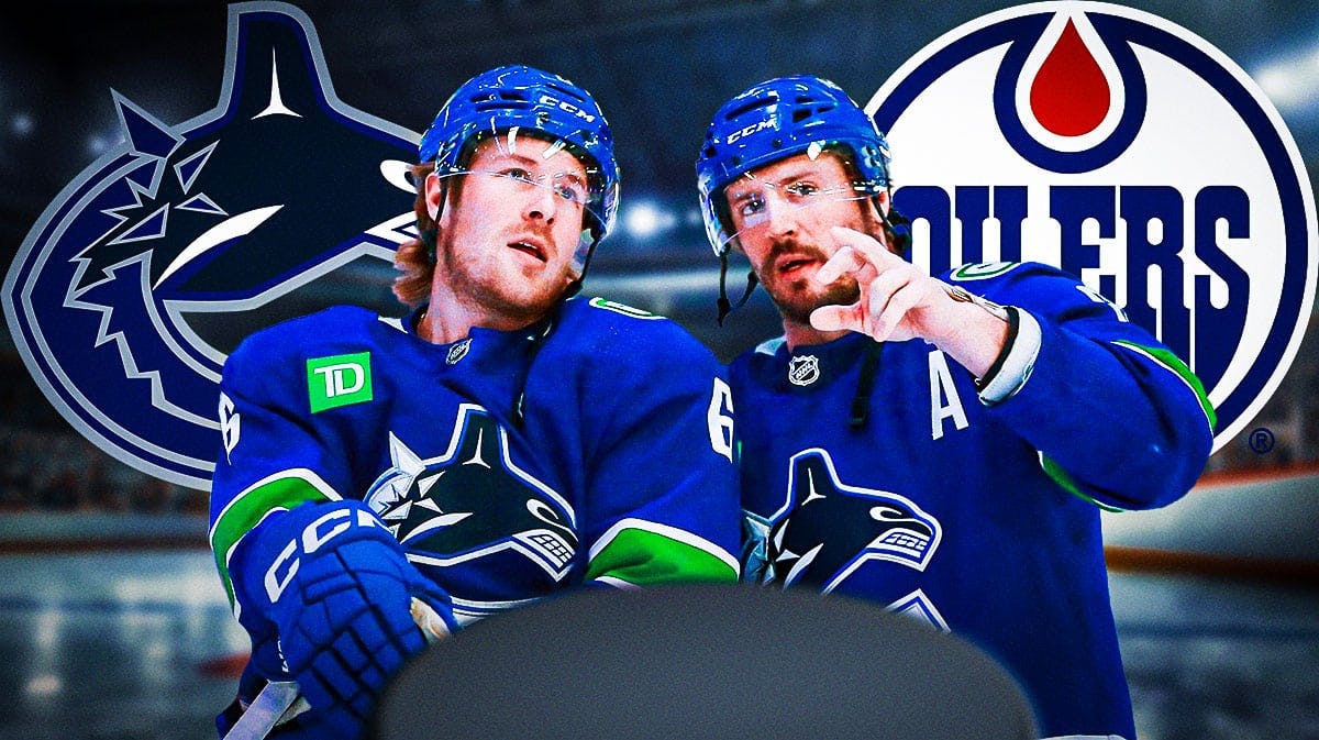 Vancouver Canucks players Brock Boeser and J.T. Miller