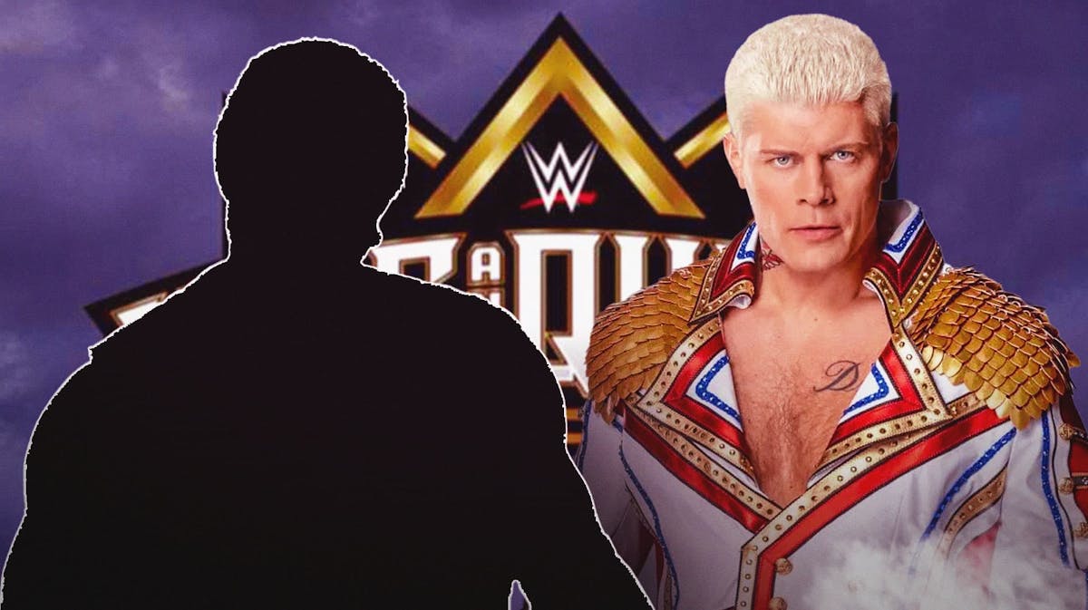 Cody Rhodes next to the blacked-out silhouette of "Diamond" Dallas Page with the 2024 King and Queen of the Ring logo as the background.