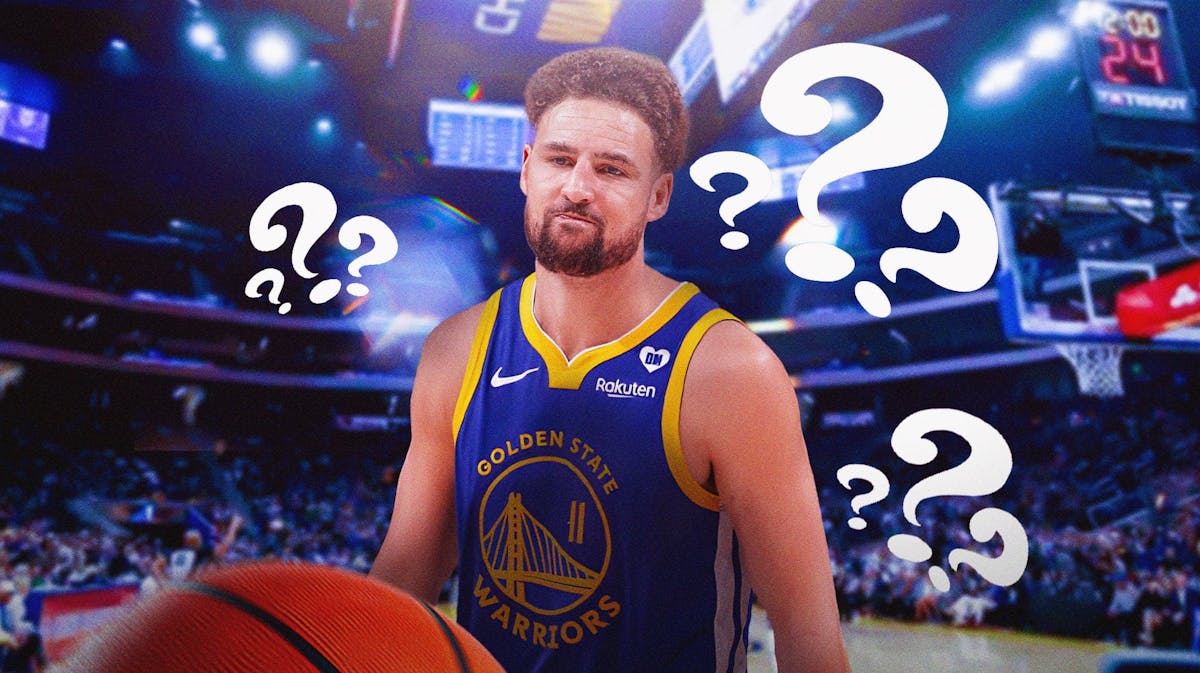 Warriors' Klay Thompson with question marks everywhere.