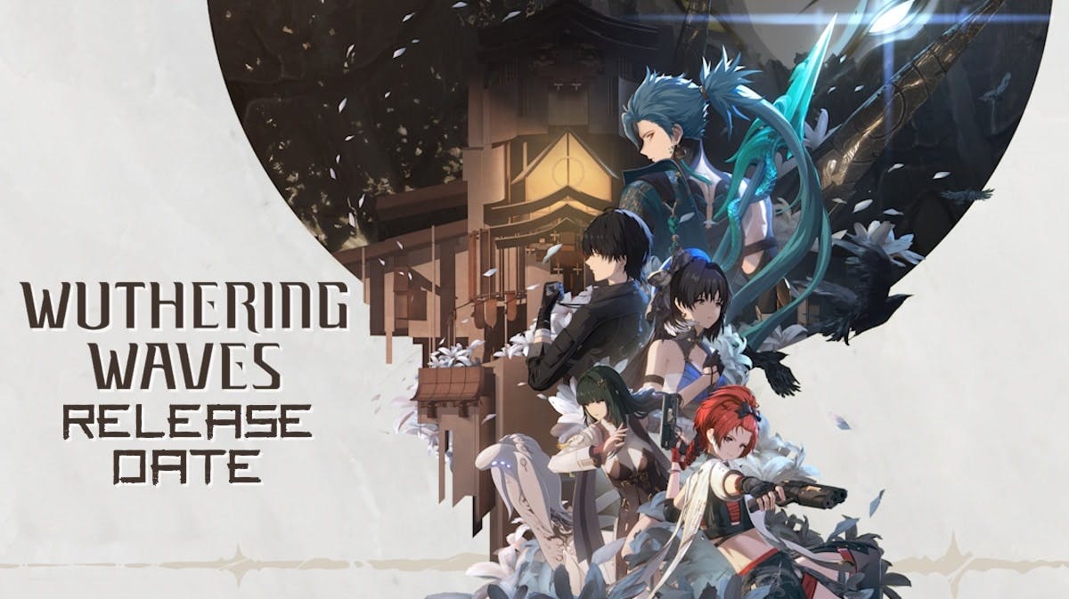 wuthering waves, wuthering waves release date, wuthering waves gameplay, wuthering waves story, wuthering waves trailer, key art for wuthering waves with the words release date under the game title